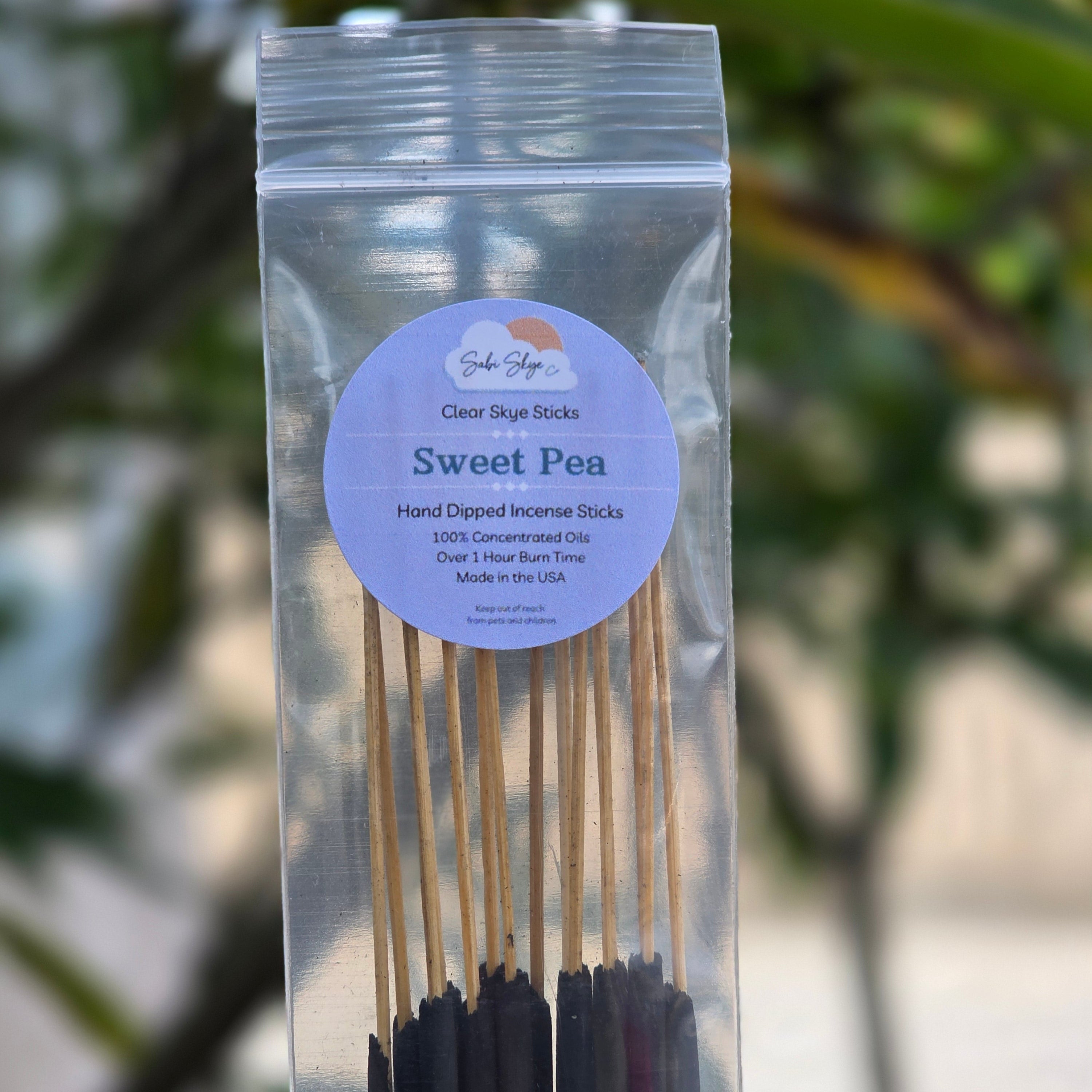 Sweet Pea Clear Skye Sticks | Hand Dipped Incense Sticks