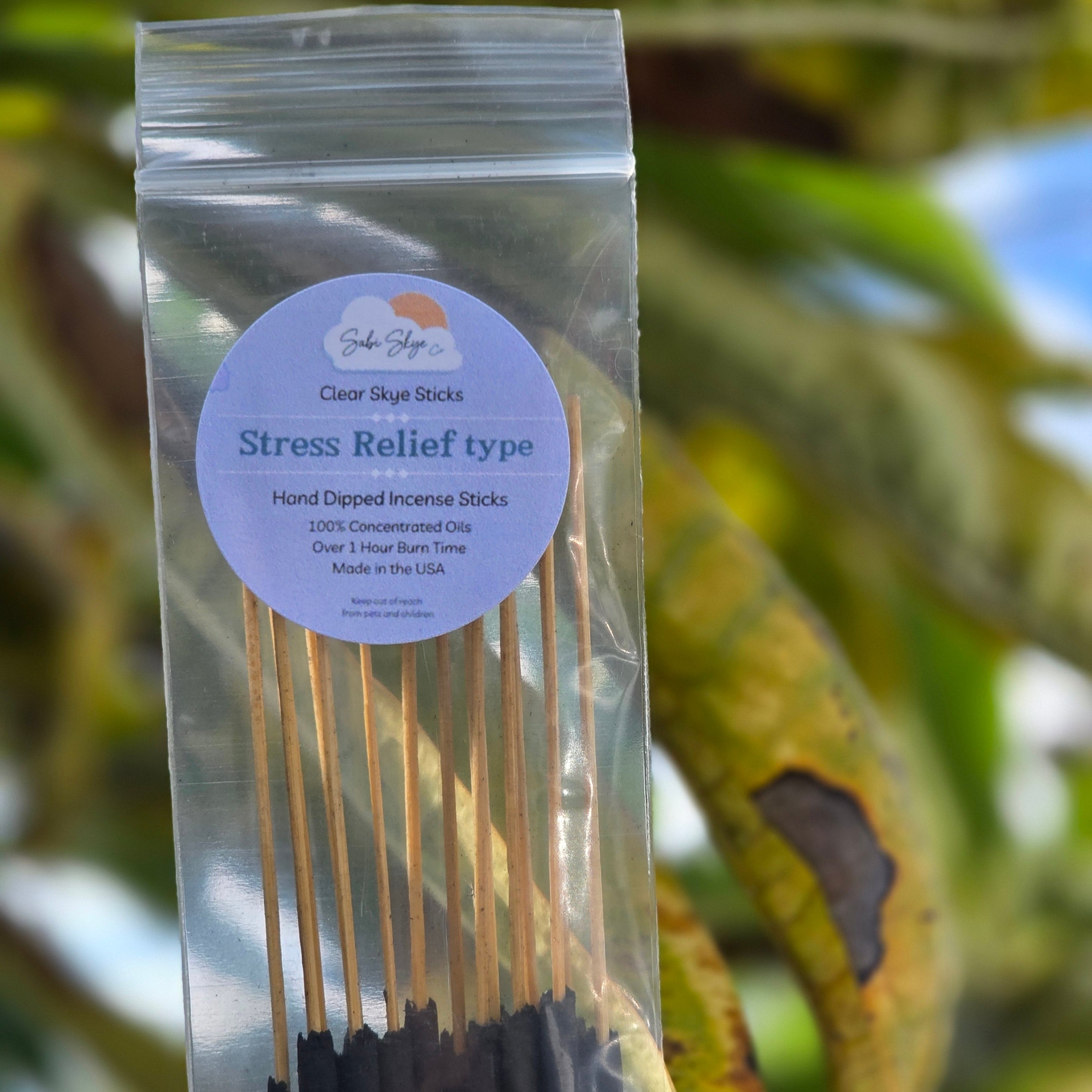 Stress Relief type Clear Skye Sticks | Hand Dipped Incense Sticks