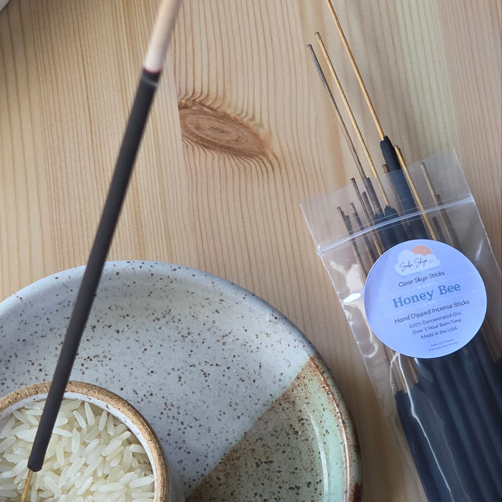 Honey Bee Clear Skye Sticks | Hand Dipped Incense Sticks