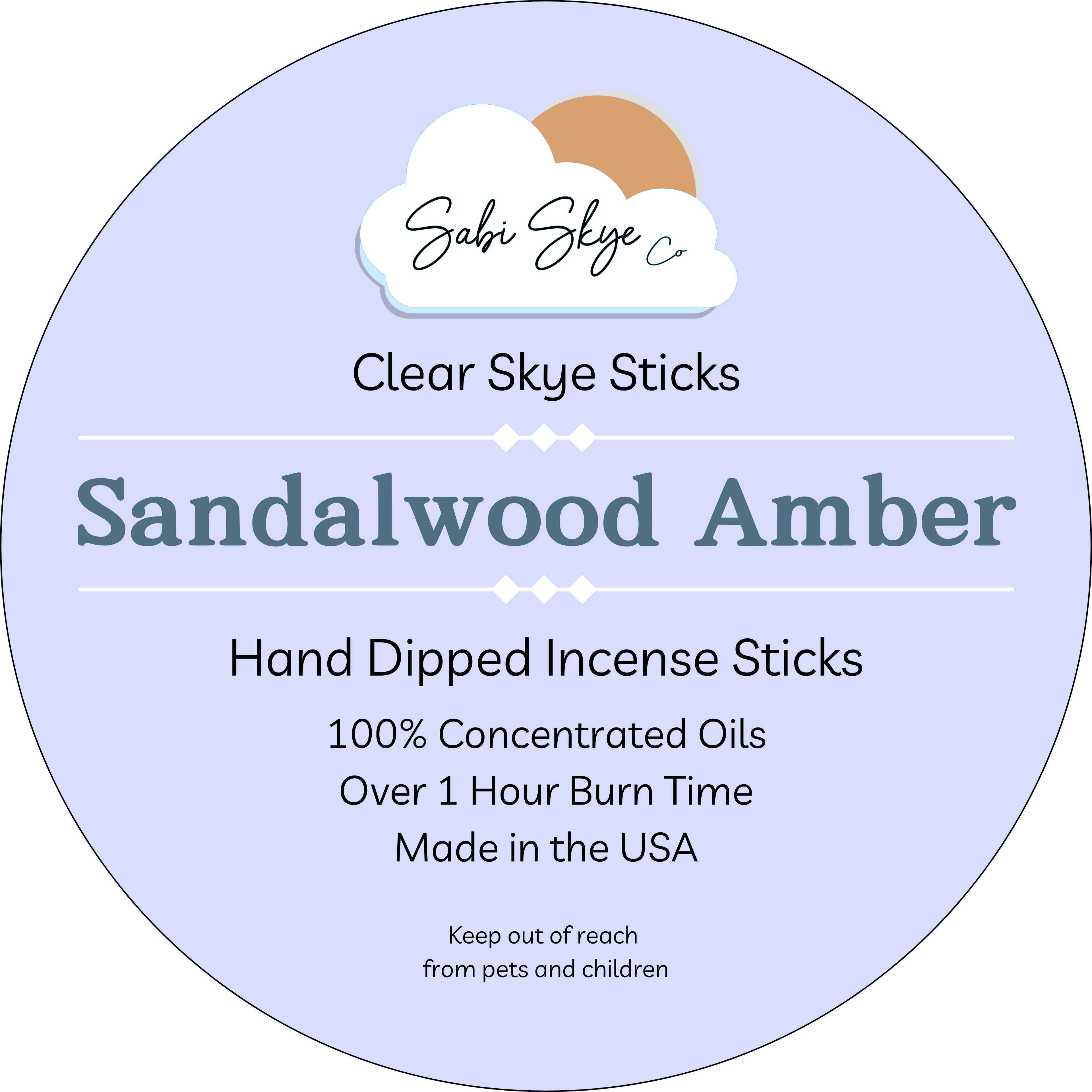 Sandalwood Amber Clear Skye Sticks | Hand Dipped Incense Sticks (Copy)